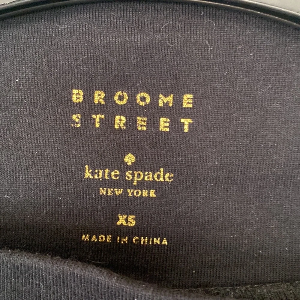 Kate Spade Black Slash Boatneck 3/4” Elbow Sleeve Cotton Shirt